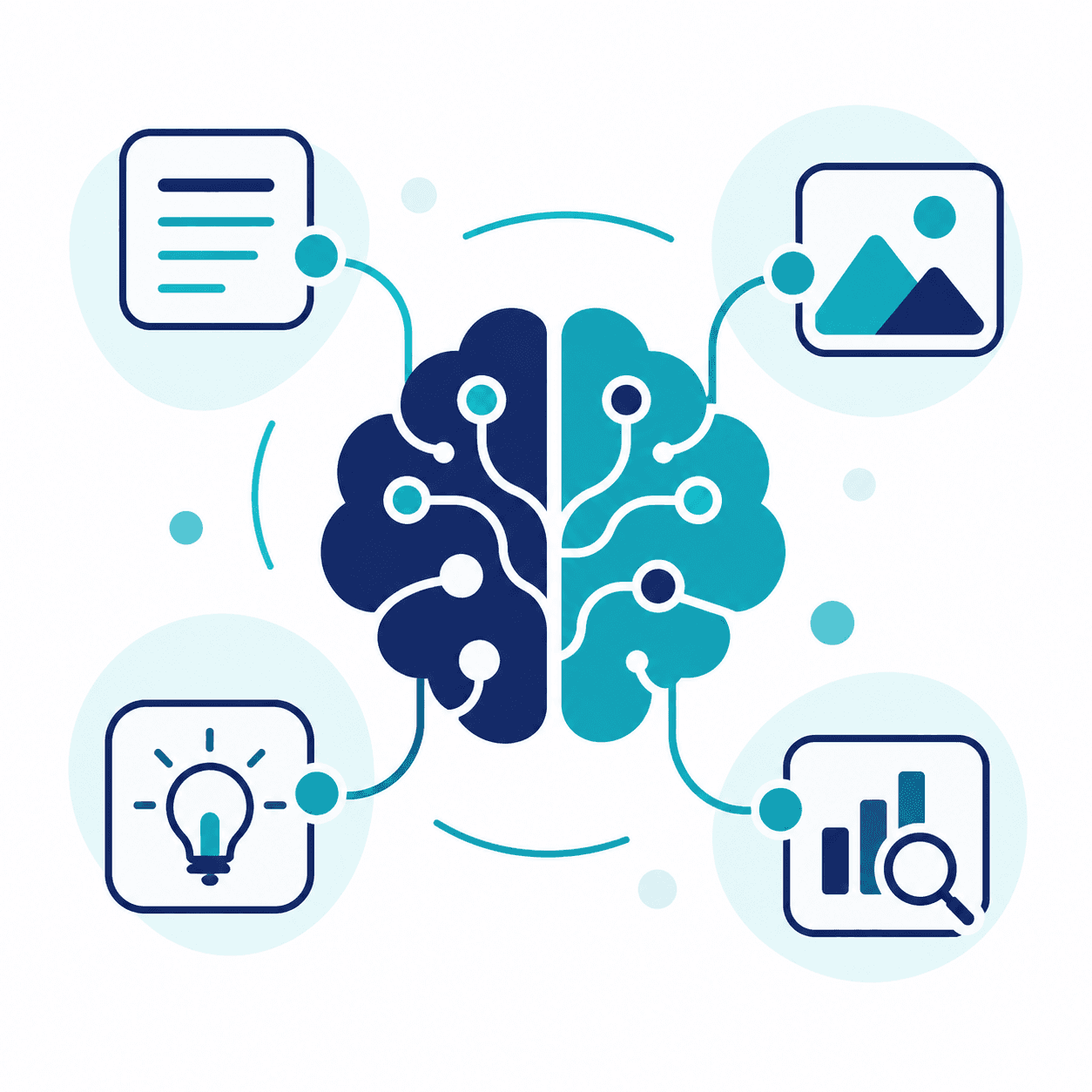 Illustration d'un réseau d'intelligence artificielle lié à la création et à l'analyse.